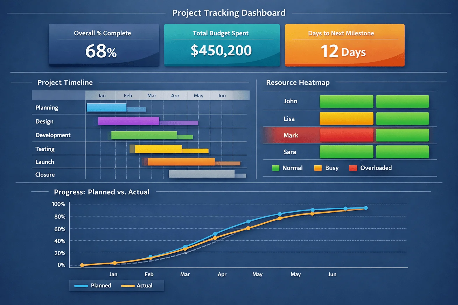 Example Project Tracking Dashboard