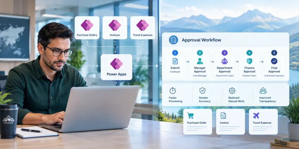 3 Power Apps and a 5-Stage Approval Workflow Automate Purchase Order, Invoice, and Travel Expense Processing for a Regional Land Claims Organization